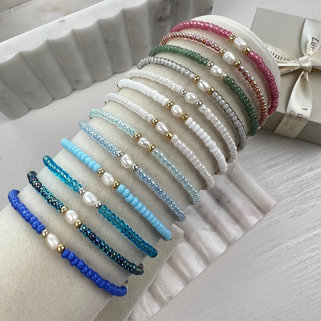 Glass Bead & Freshwater Pearl Bracelet