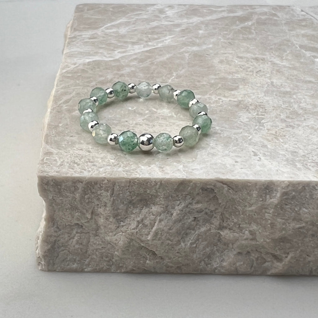 Green Aventurine Stretch Ring | Sterling Silver