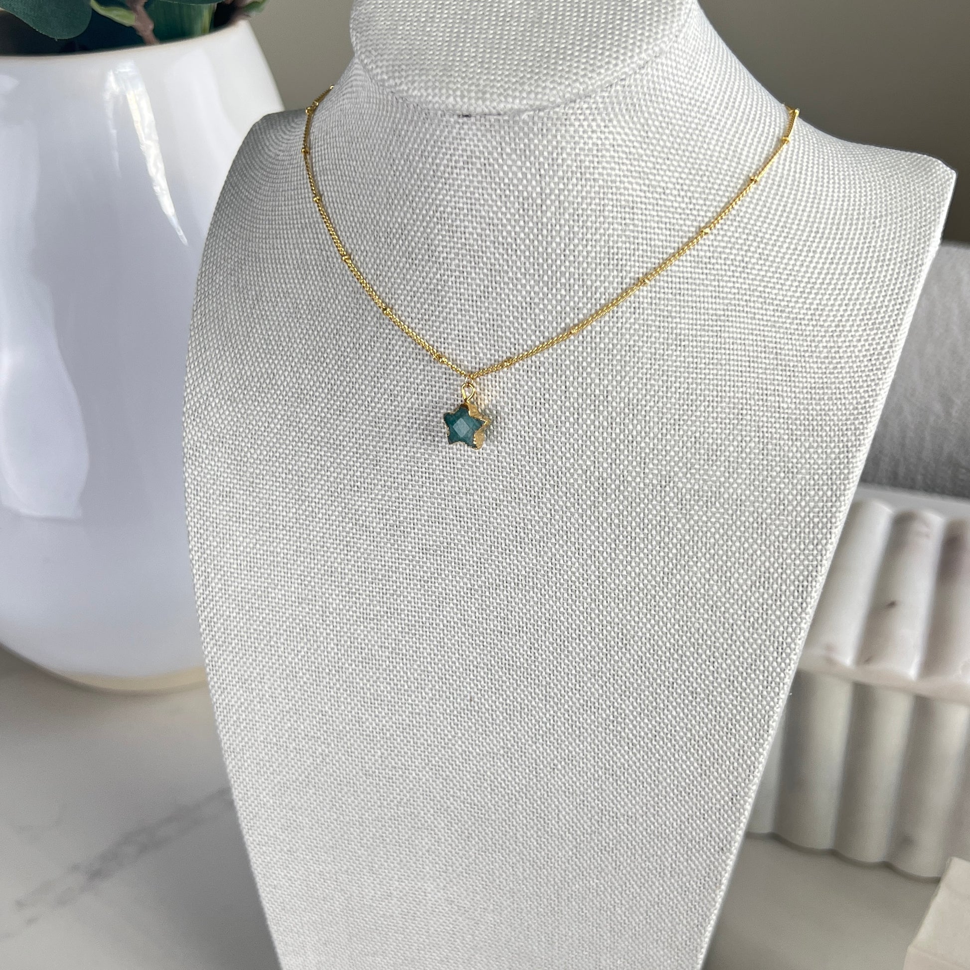 Amazonite Star Necklace | Gold