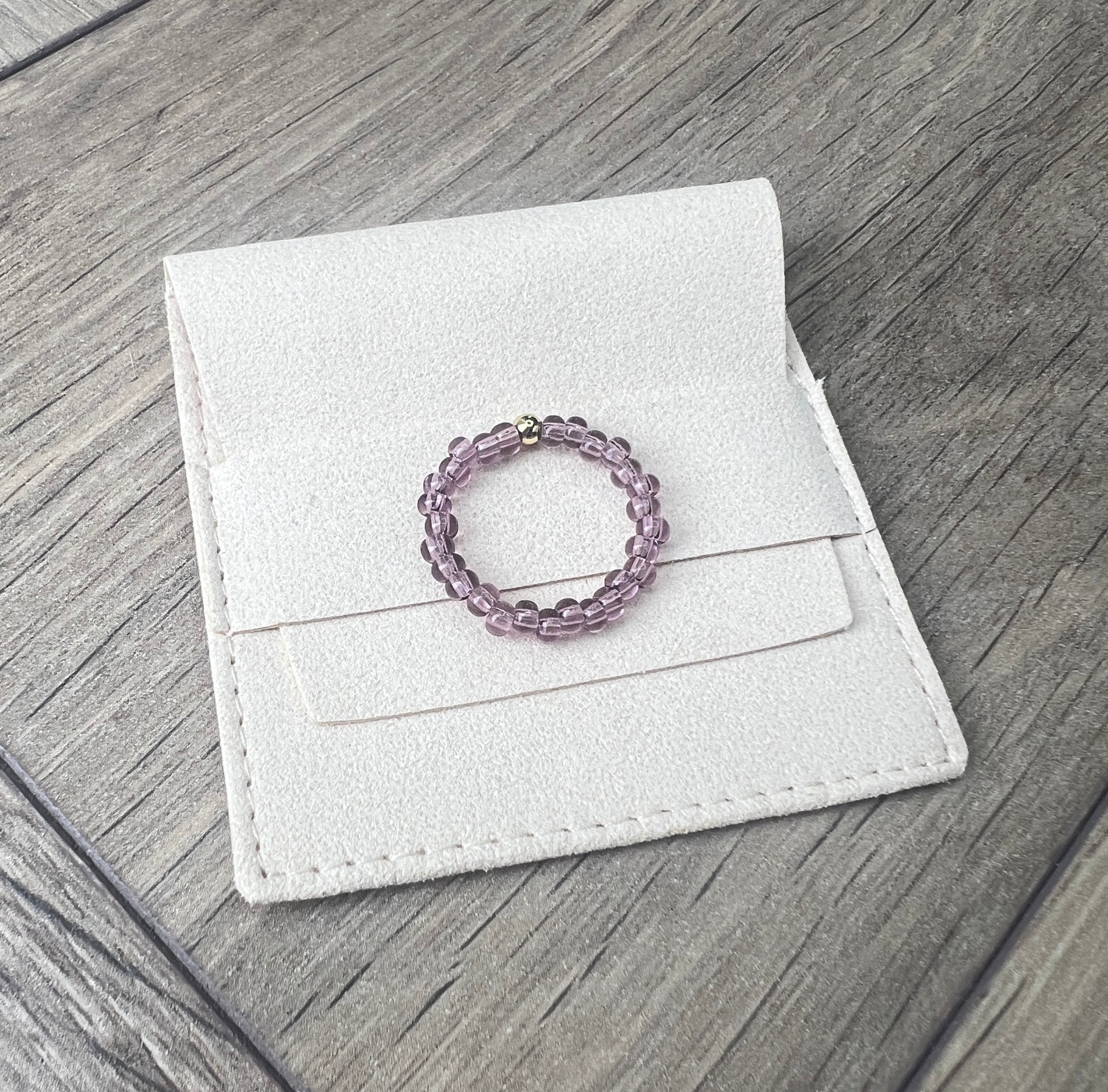 Light Amethyst Glass Bead Ring