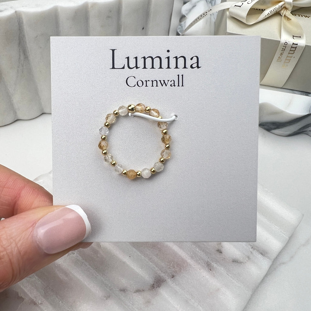 Citrine Stretch Ring | Gold Plated