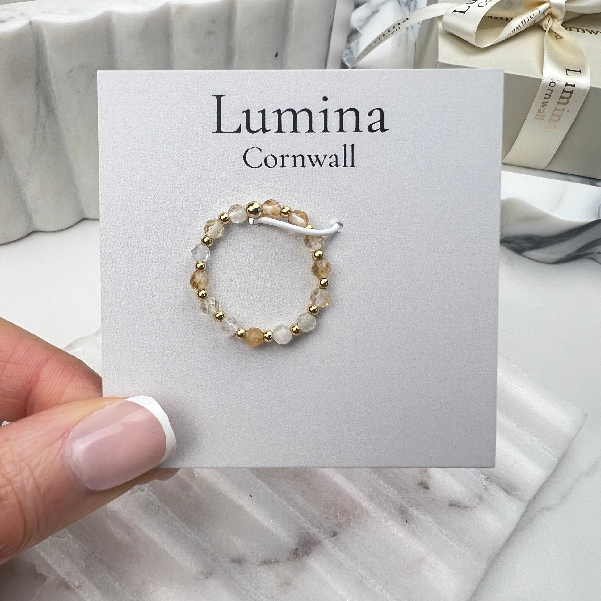 Citrine Stretch Ring | Gold Plated