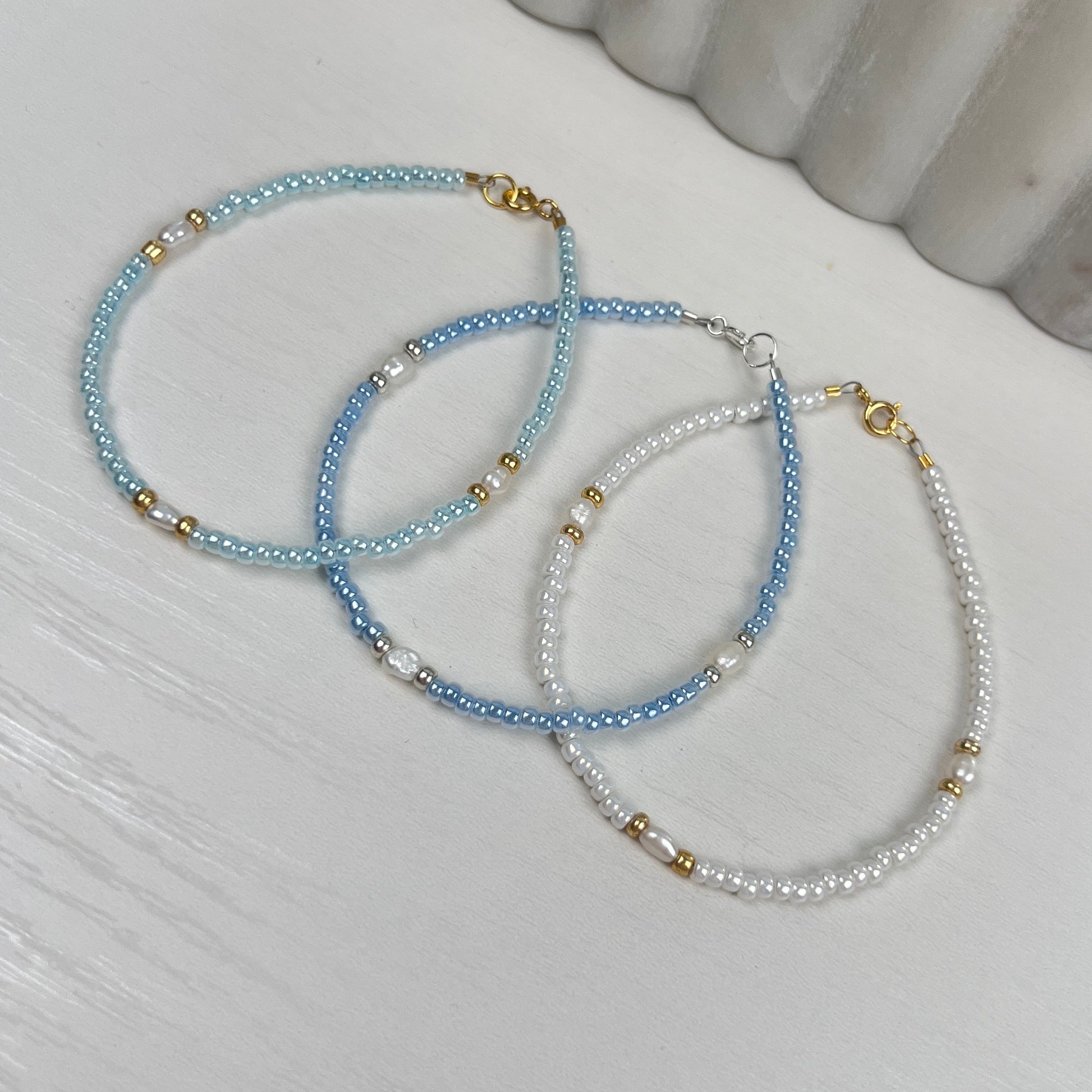 Glass Bead & Freshwater Pearl Bracelet