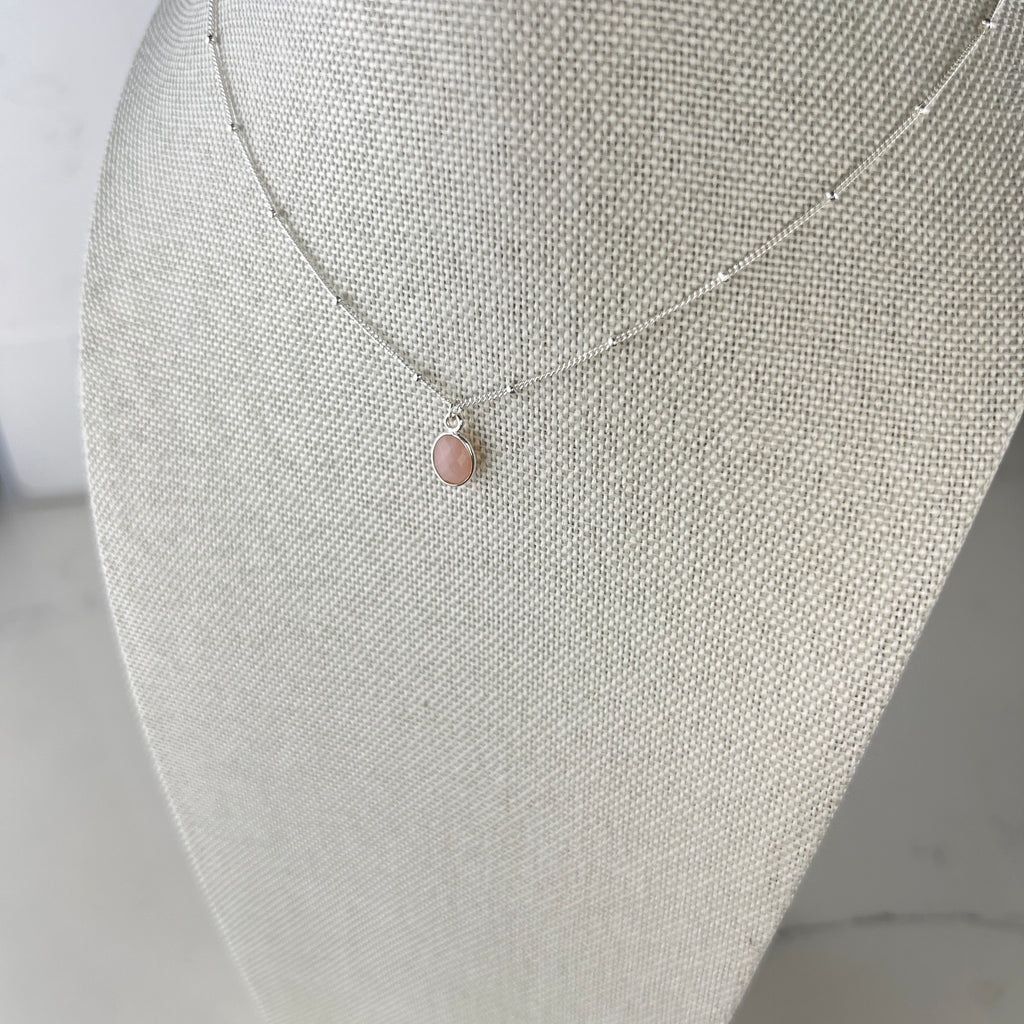 Pink Opal Necklace | Sterling Silver