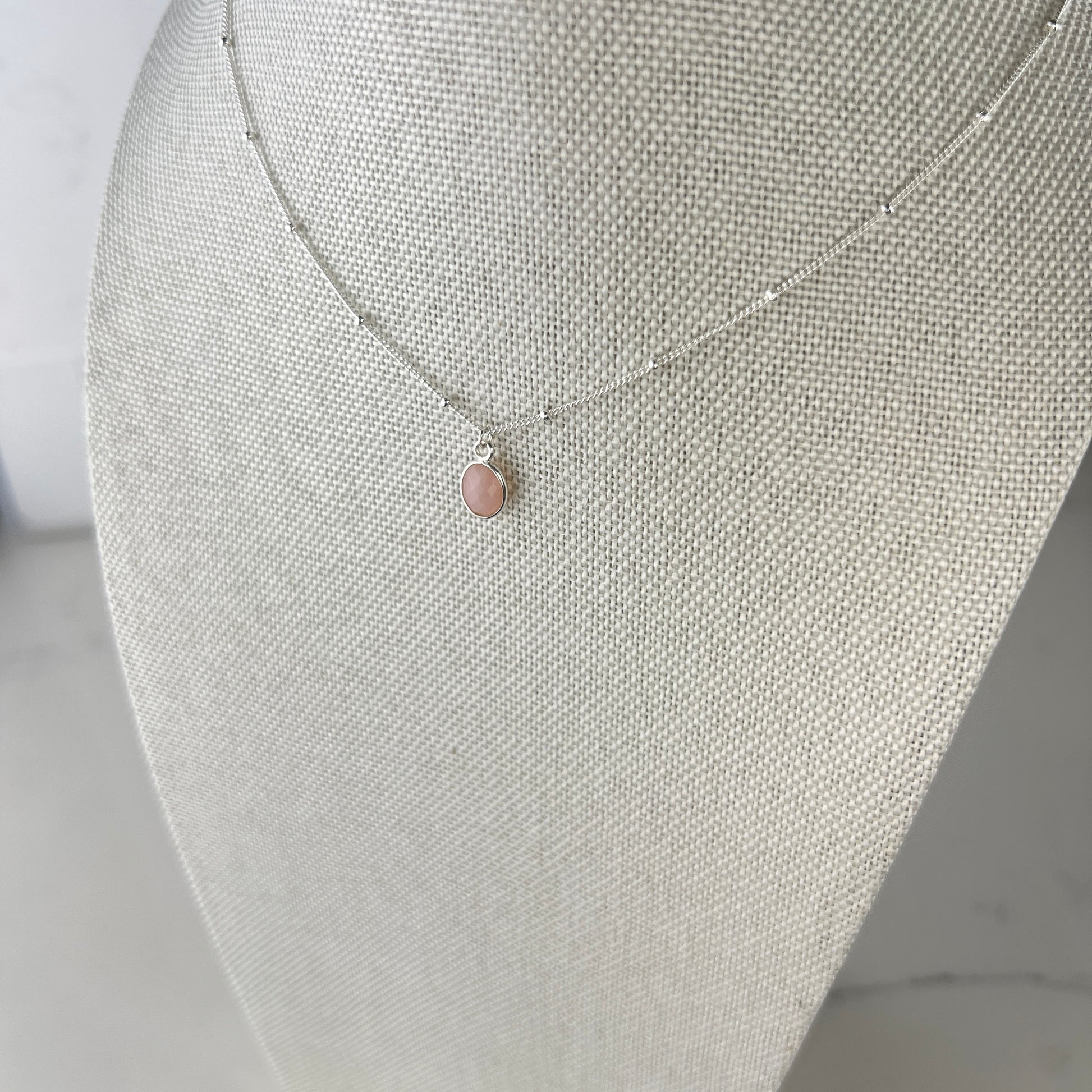 Pink Opal Necklace | Sterling Silver