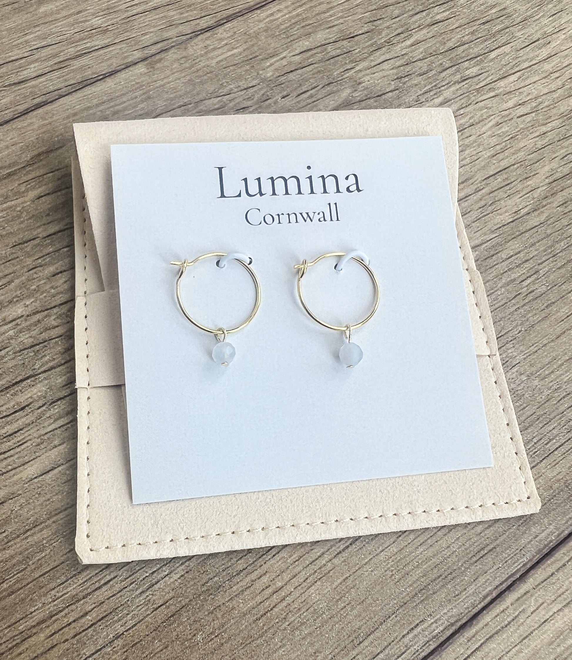 Blue Lace Agate Hoop Earrings