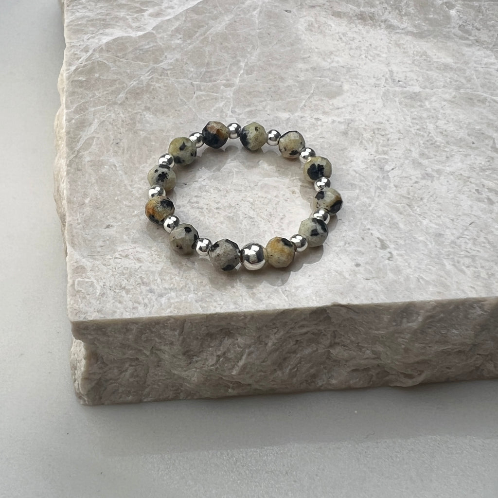 Dalmatian Jasper Stretch Ring | Sterling Silver