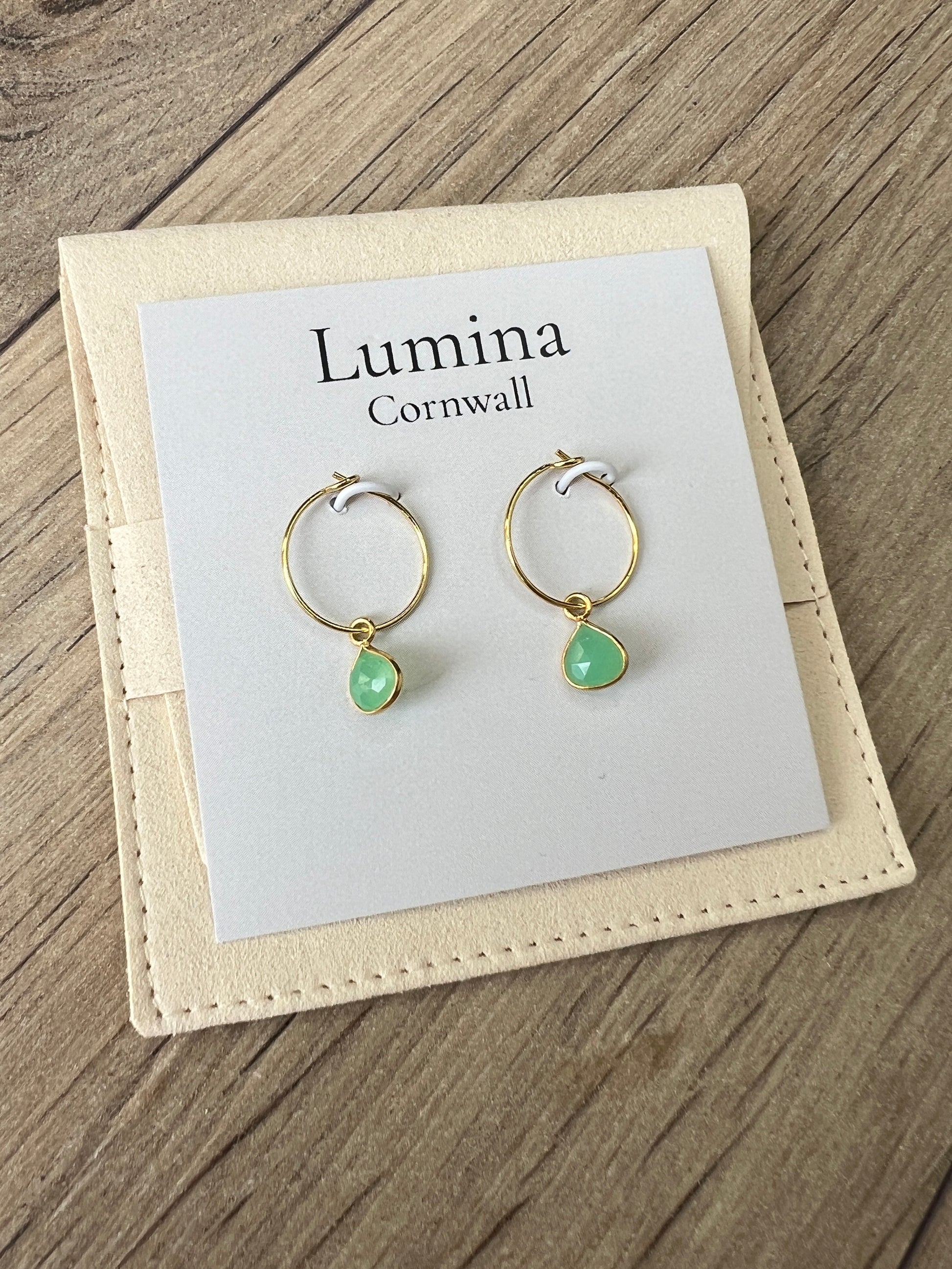 Green Chrysoprase Hoop Earrings