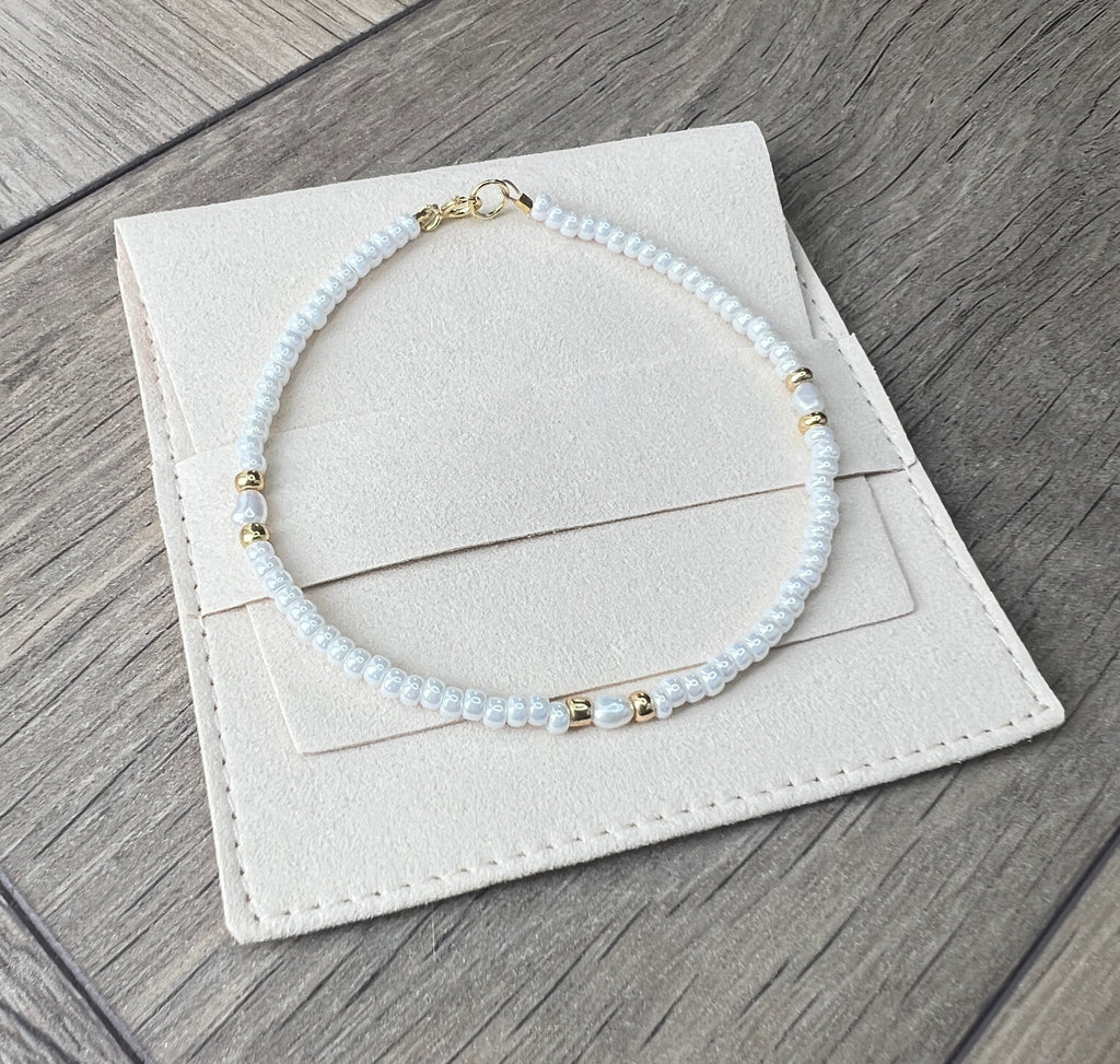 Pearl Glass Bead & Freshwater Pearl Bracelet