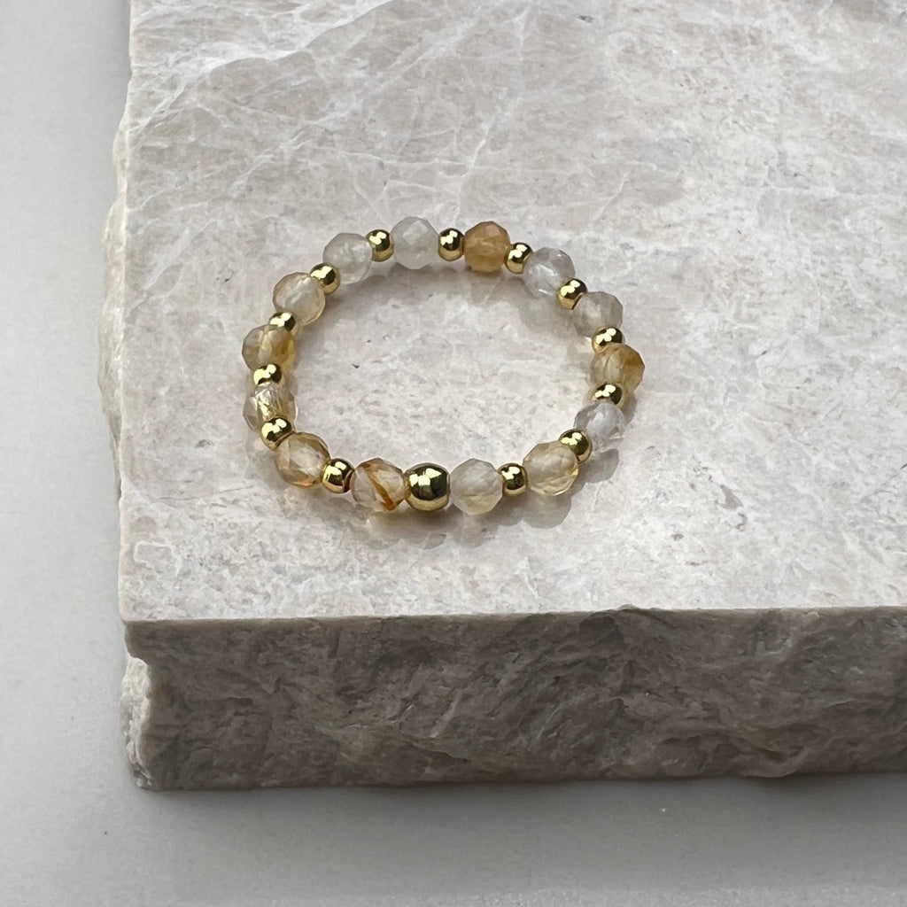 Citrine Stretch Ring | Gold Plated