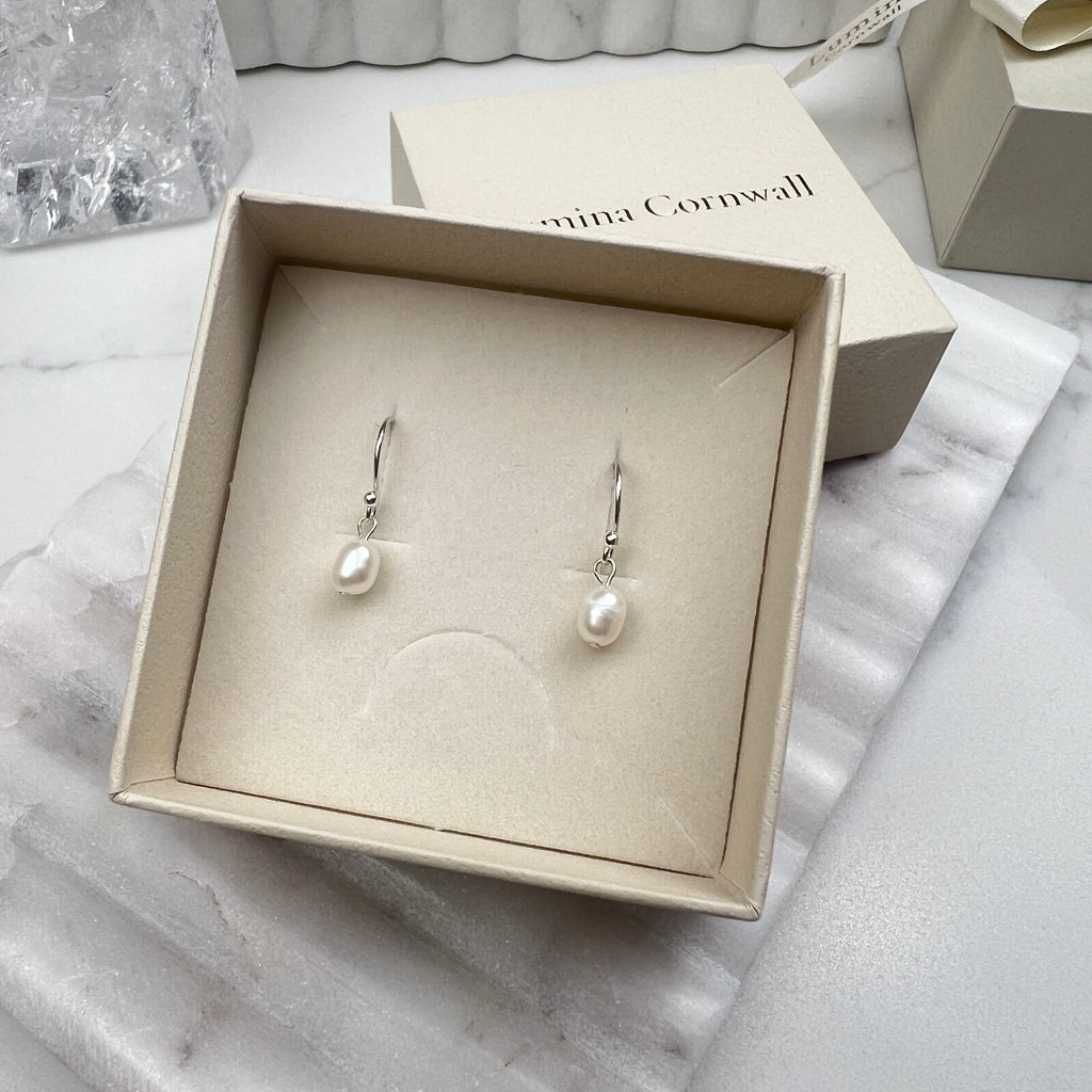 Freshwater Pearl Drop Earrings | Sterling silver