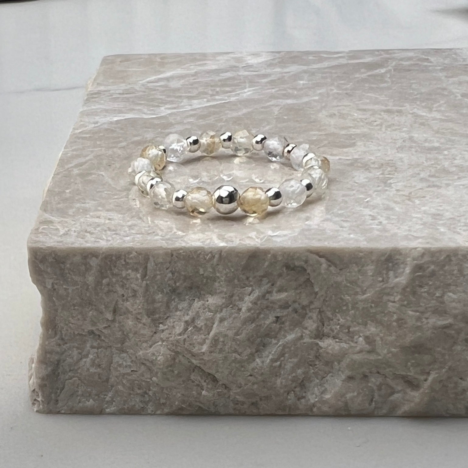 Citrine Stretch Ring | Sterling Silver