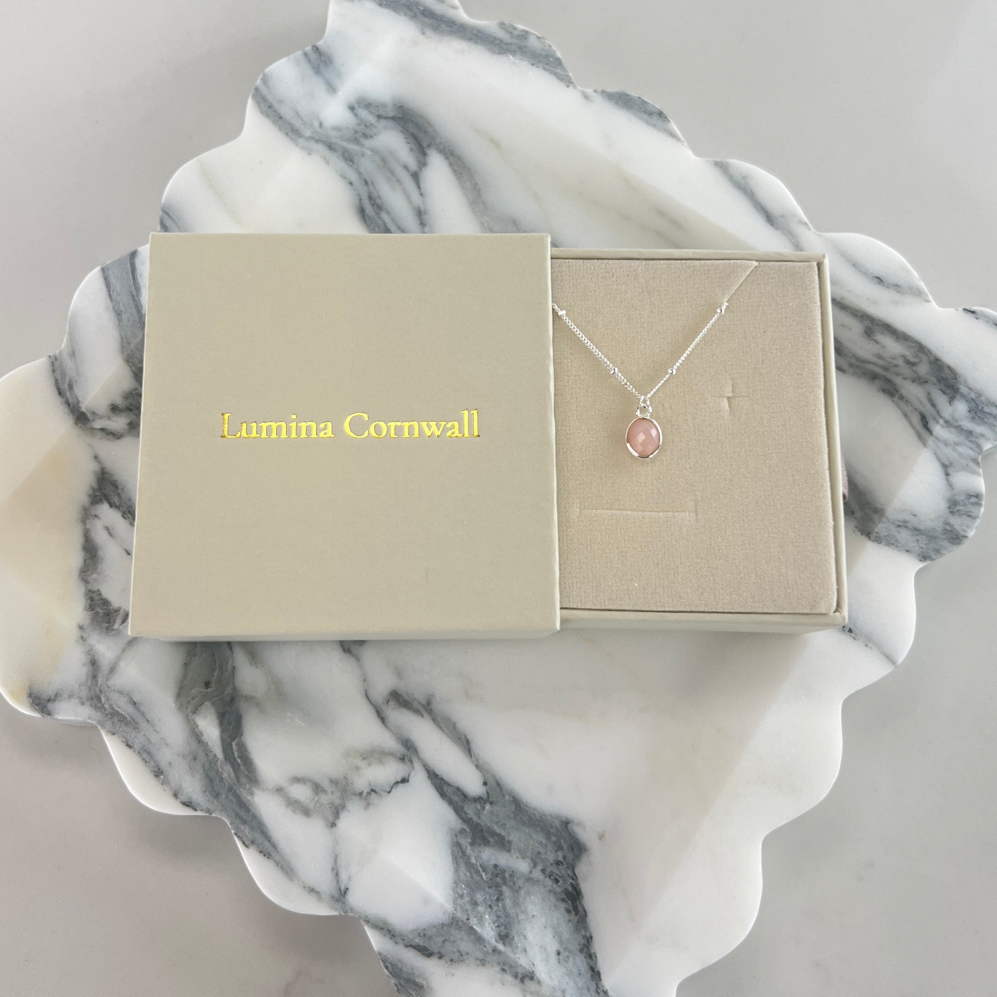 Pink Opal Necklace | Sterling Silver