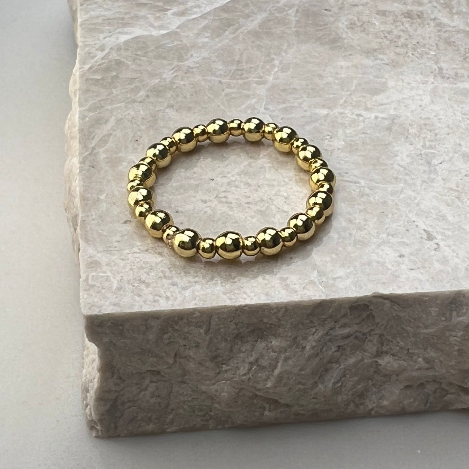 Gold Beaded Stretch Ring