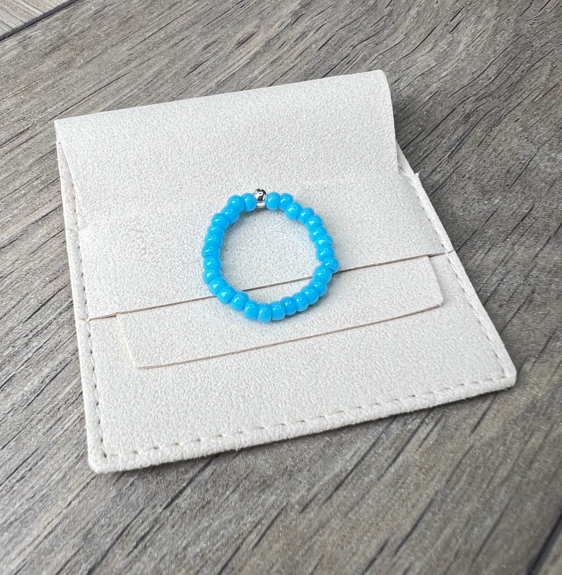 Turquoise Glass Bead Ring