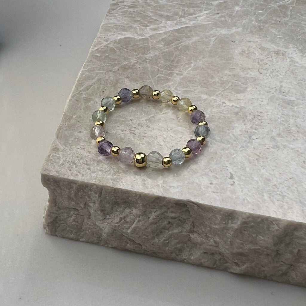 Fluorite Stretch Ring | Gold Plated