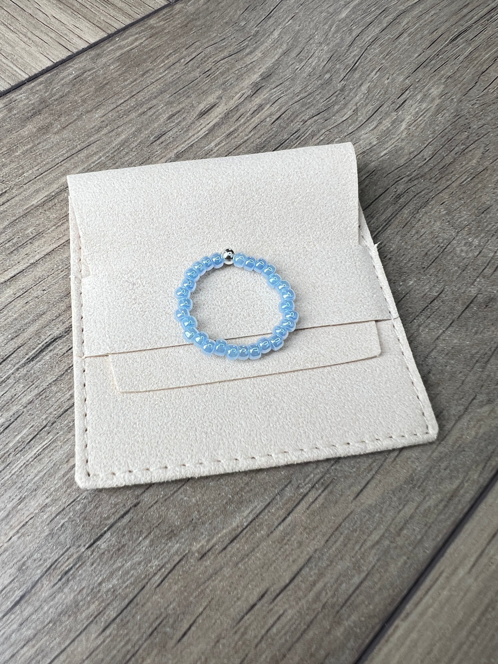 Sky-Blue Glass Bead Ring