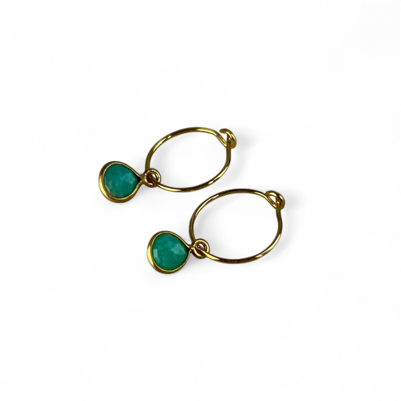Gold Amazonite Hoop Earrings