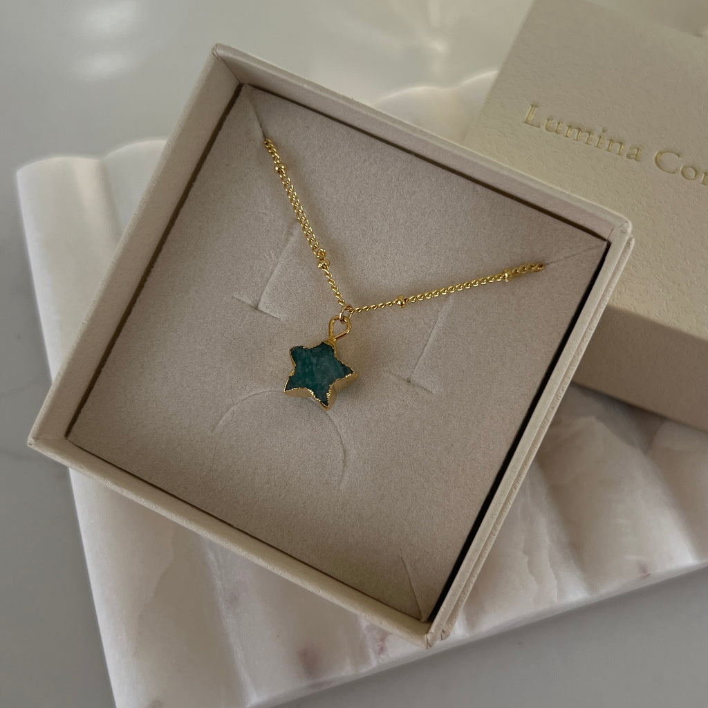 Amazonite Star Necklace | Gold