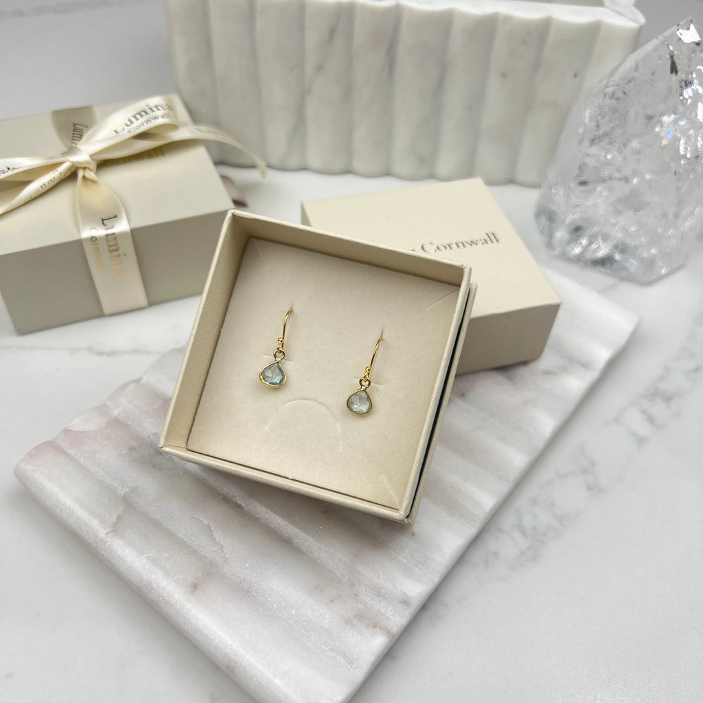 Gold Aquamarine Earrings