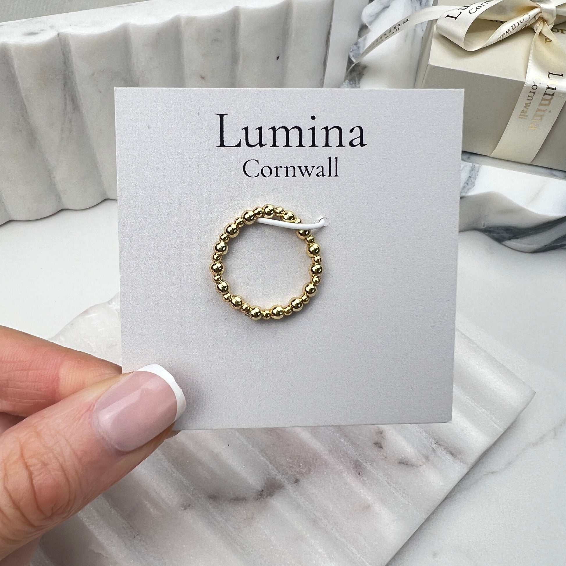 Gold Beaded Stretch Ring