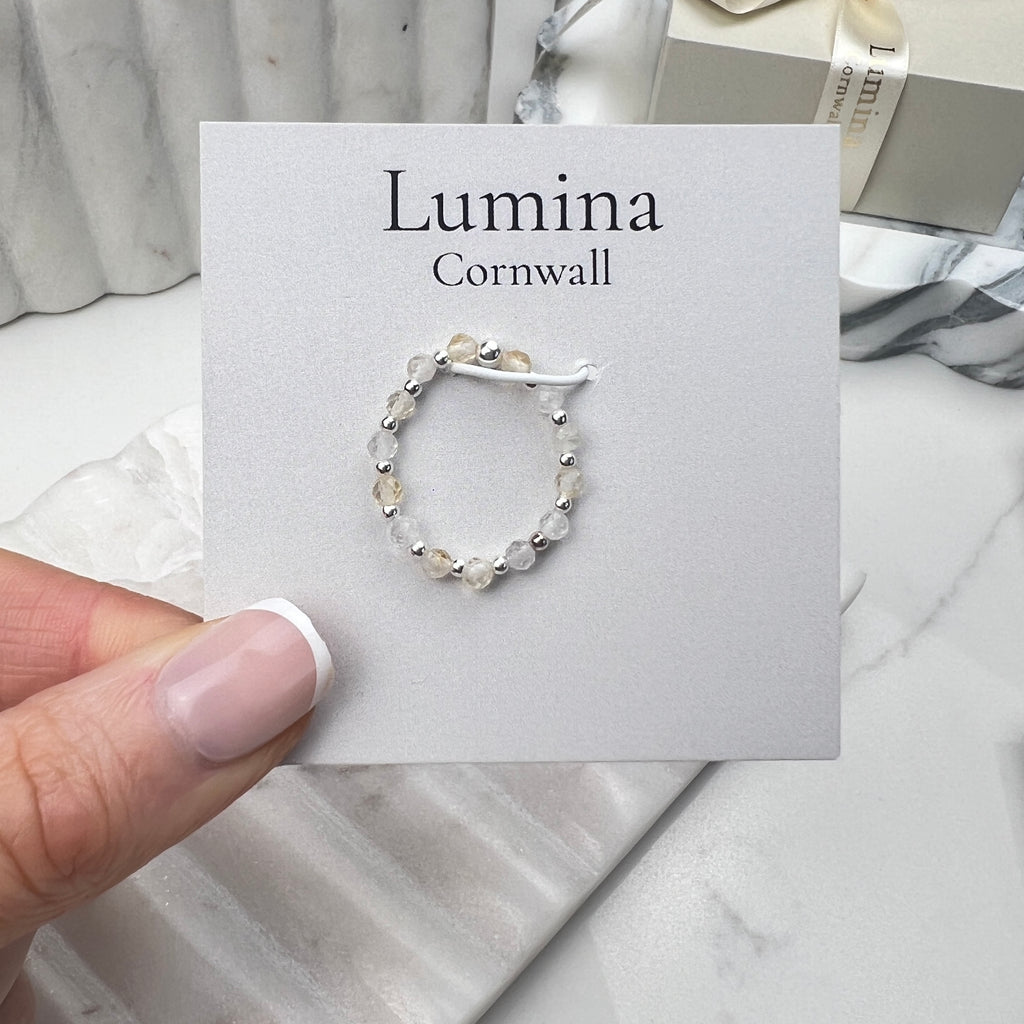 Citrine Stretch Ring | Sterling Silver