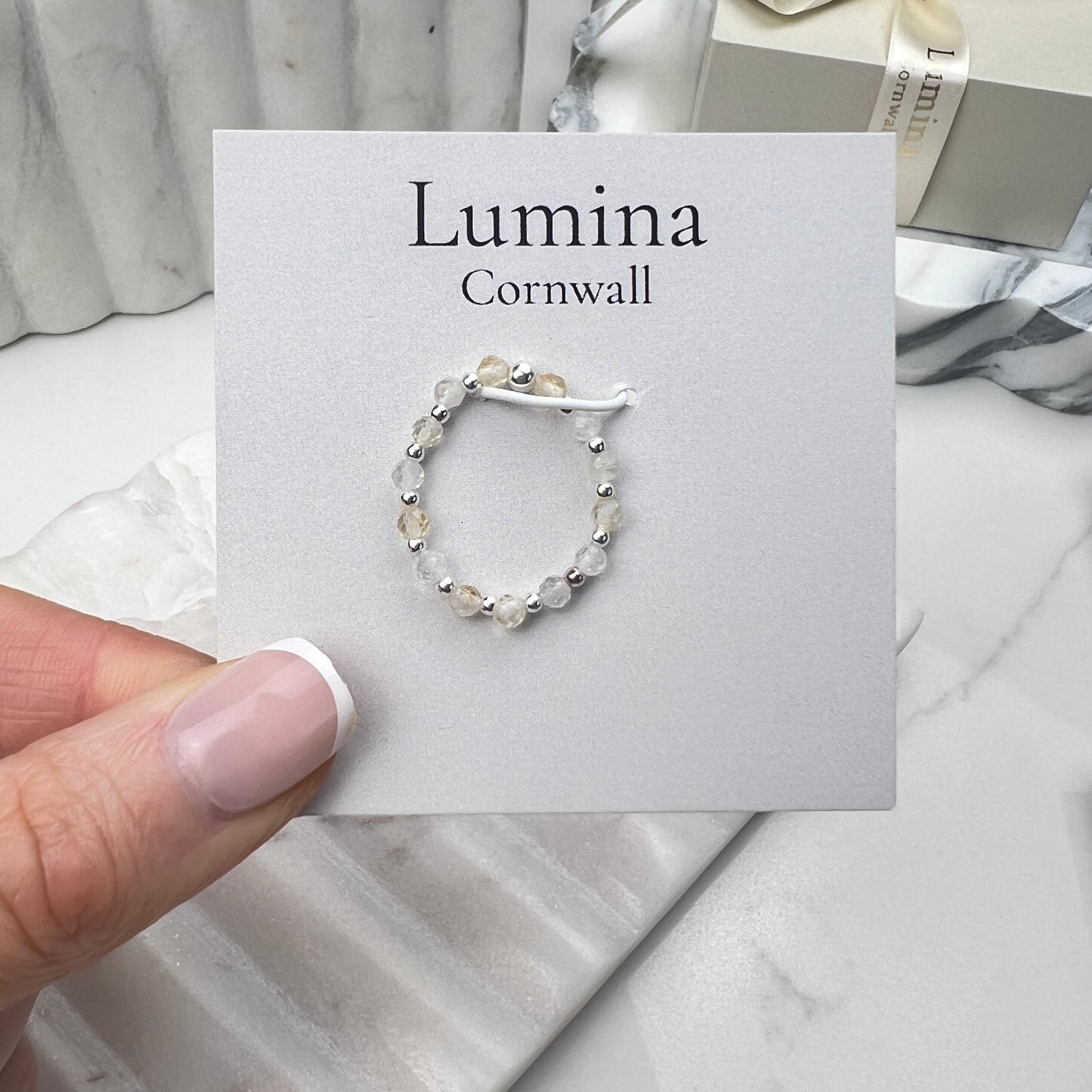 Citrine Stretch Ring | Sterling Silver