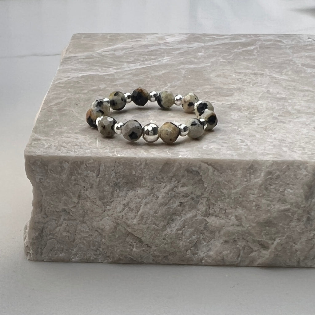 Dalmatian Jasper Stretch Ring | Sterling Silver