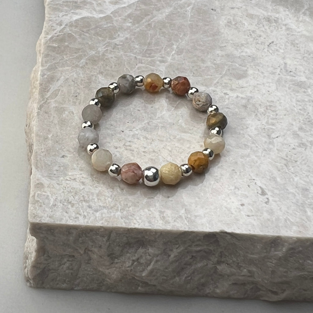 Crazy Lace Agate Stretch Ring | Sterling Silver