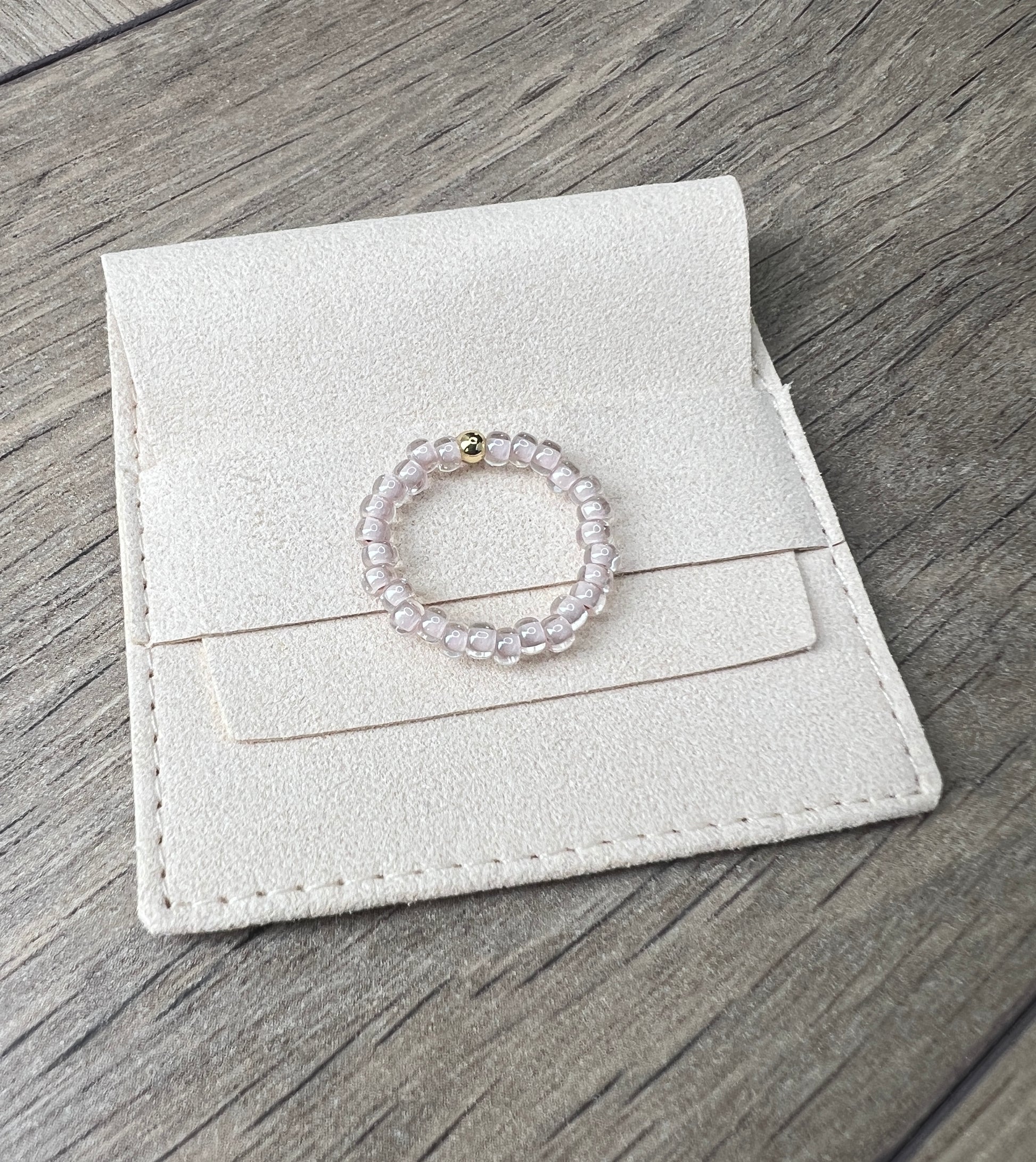 Blush-Lined Glass Bead Ring