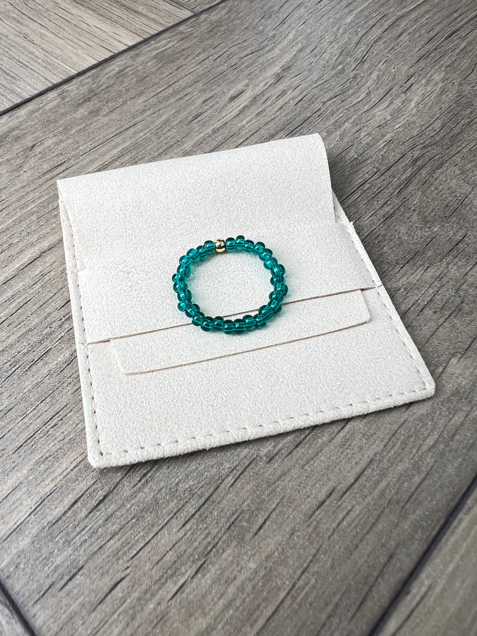Emerald Glass Bead Ring