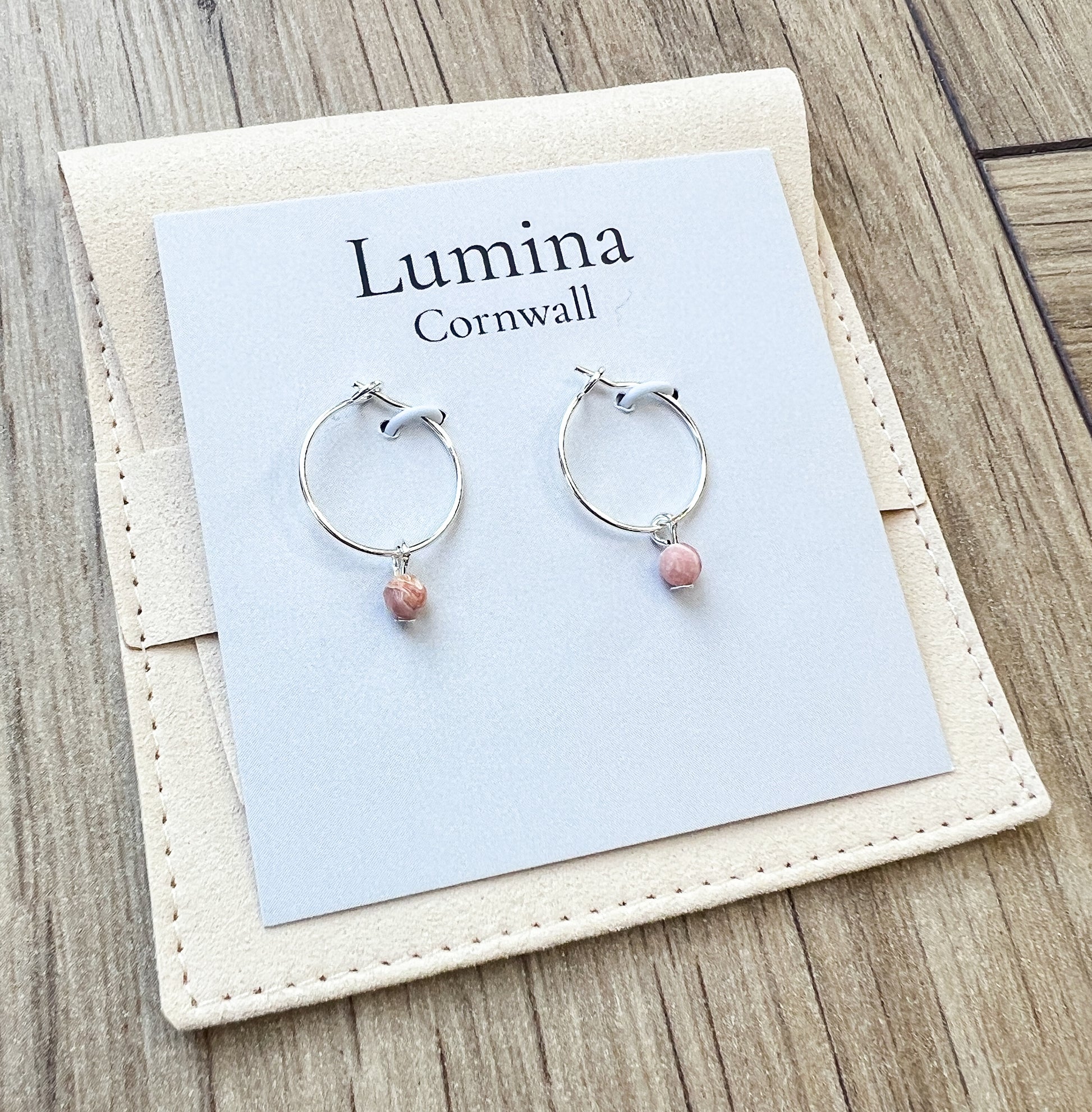 Rhodochrosite Hoop Earrings (Rare)