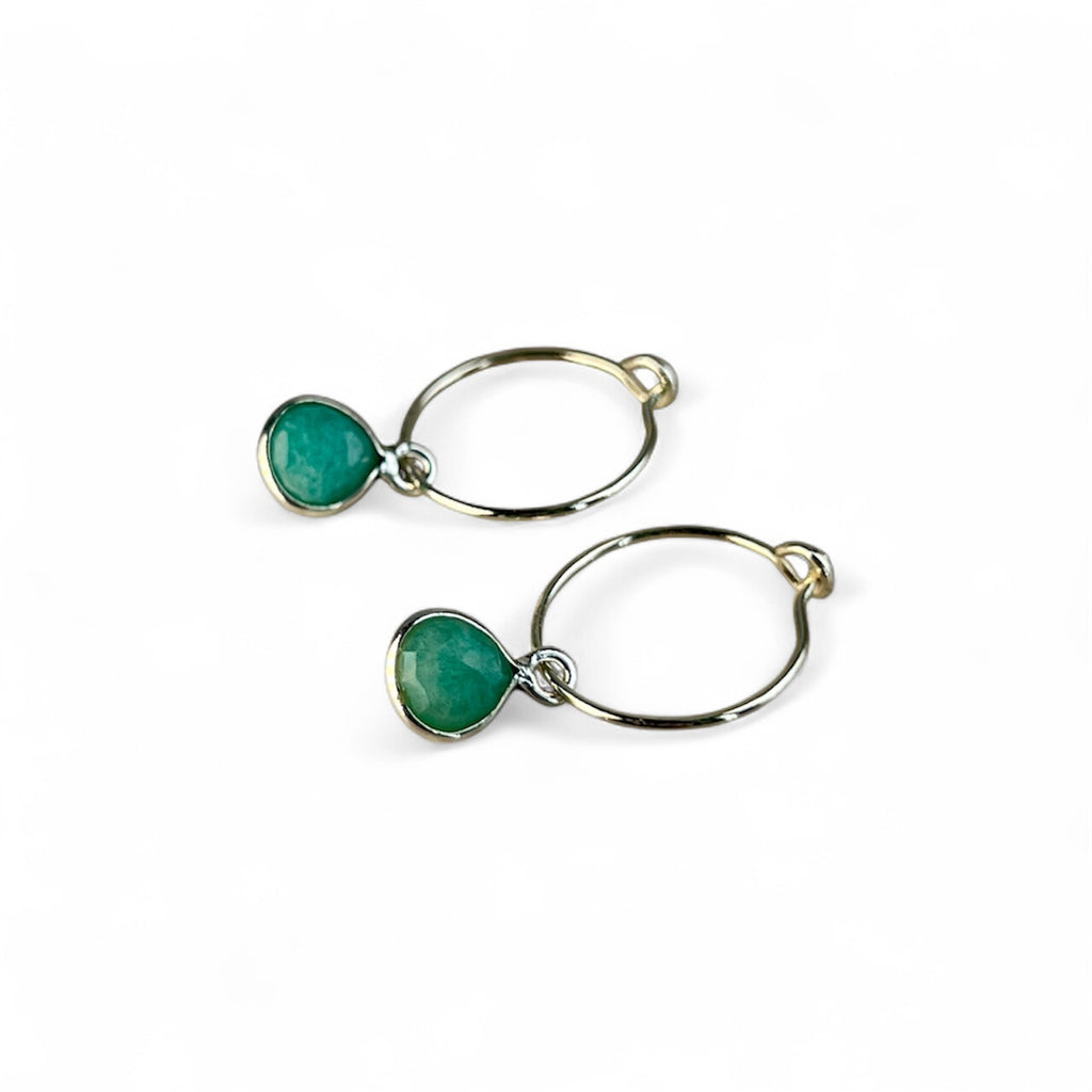 Sterling Silver Amazonite Hoop Earrings