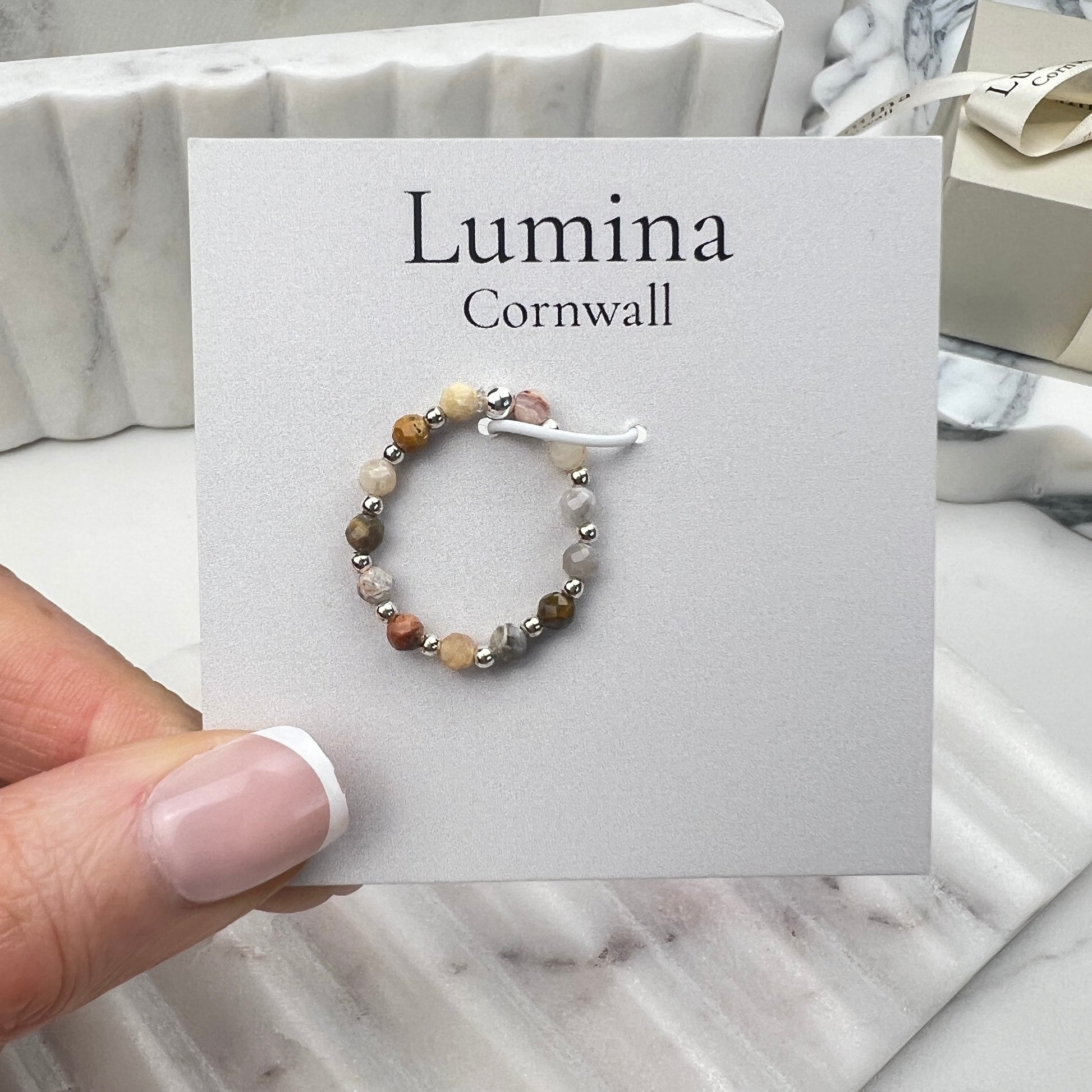 Crazy Lace Agate Stretch Ring | Sterling Silver