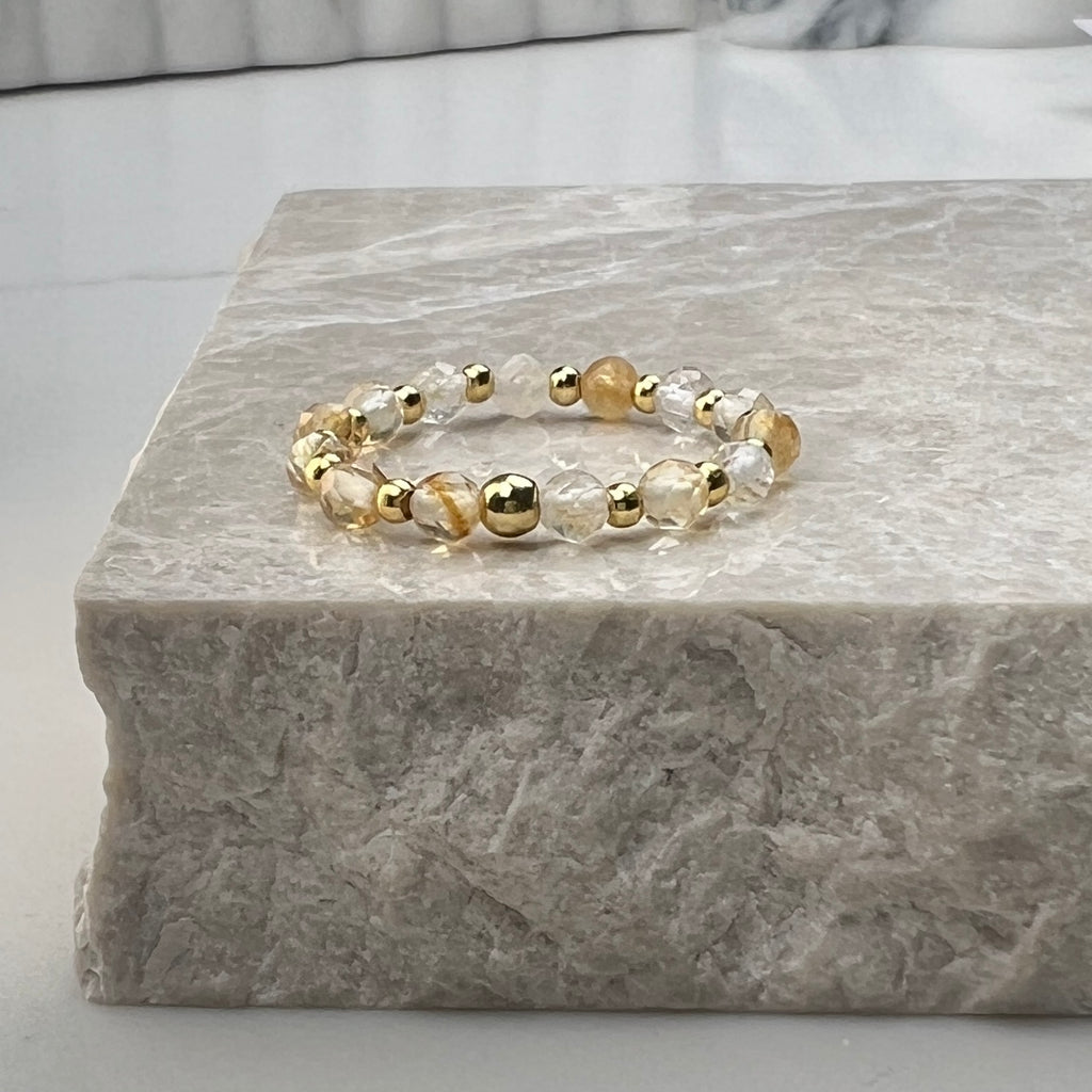 Citrine Stretch Ring | Gold Plated
