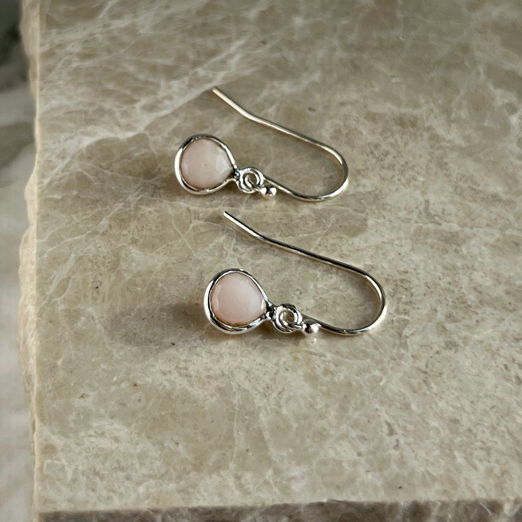 Sterling Silver Pink Opal Earrings