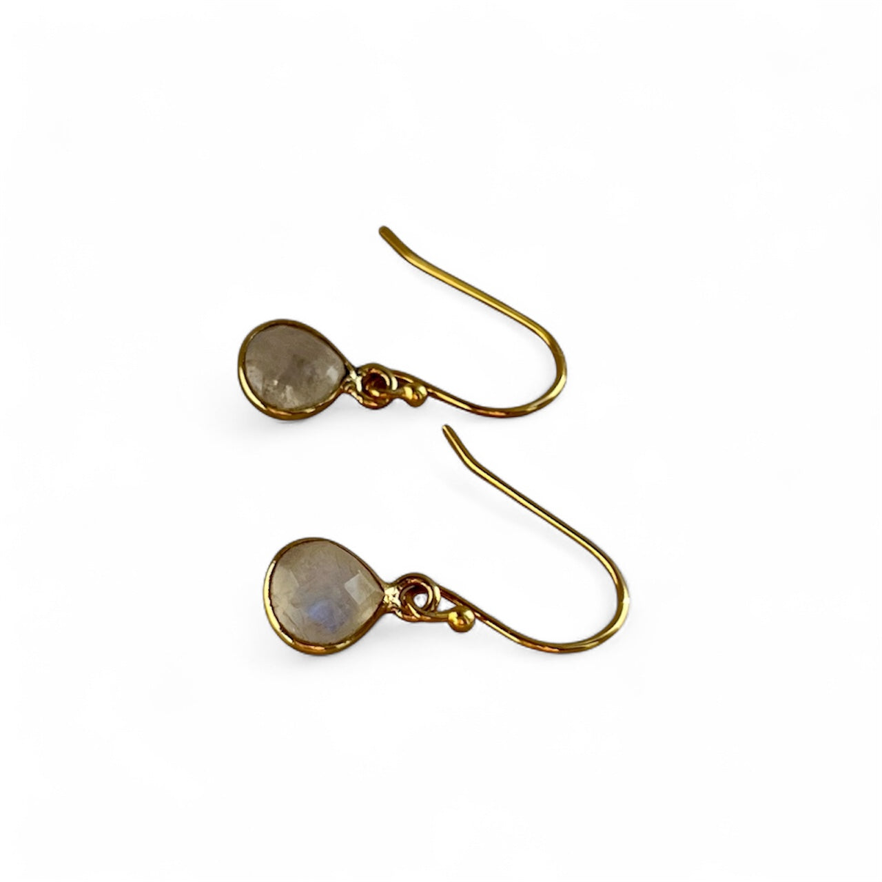 Gold Rainbow Moonstone Earrings