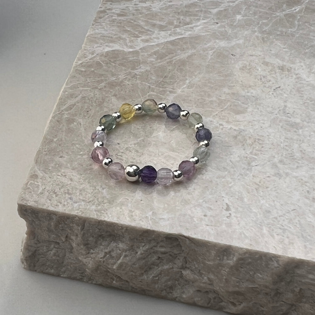 Fluorite Stretch Ring | Sterling Silver