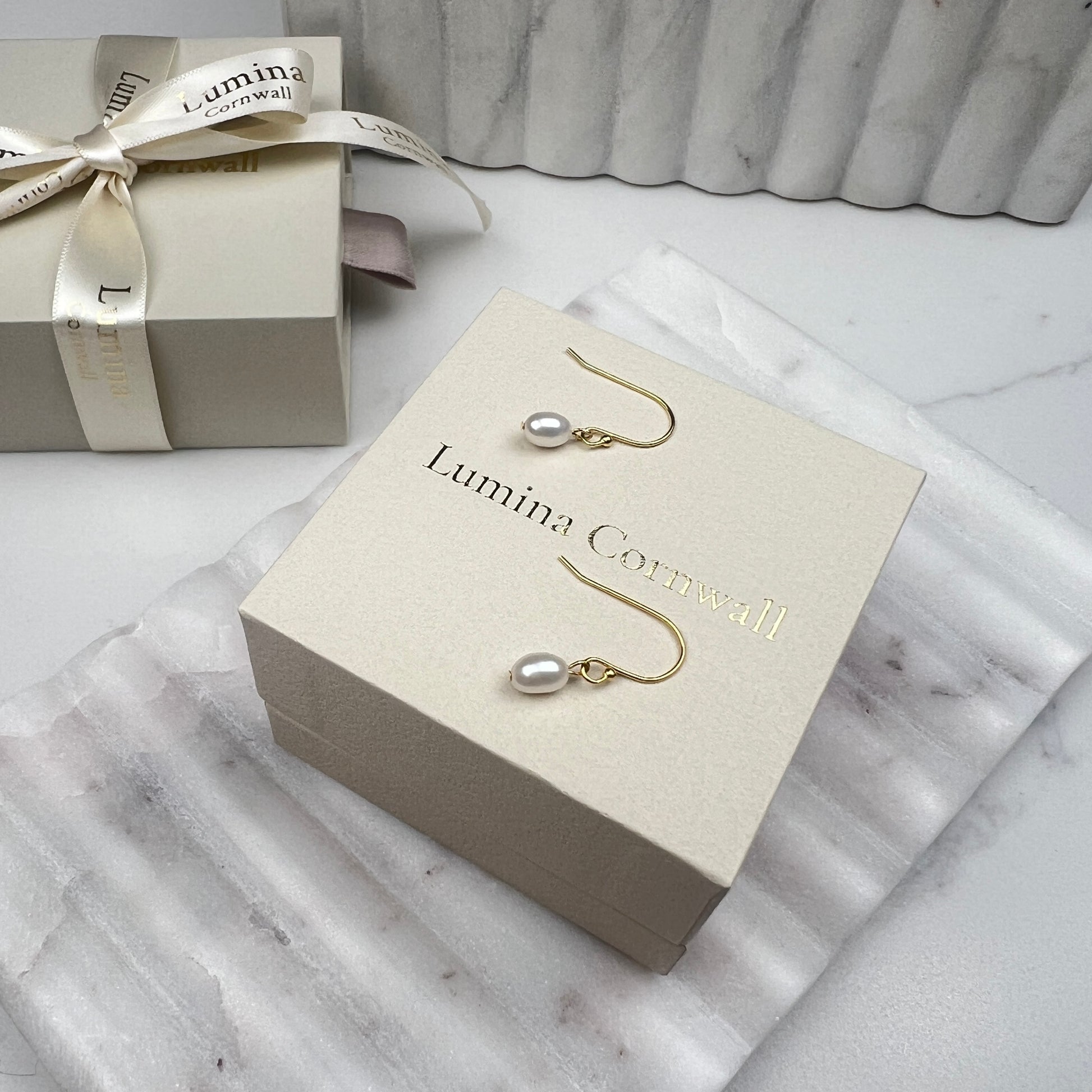 Freshwater Pearl Drop Earrings | Gold