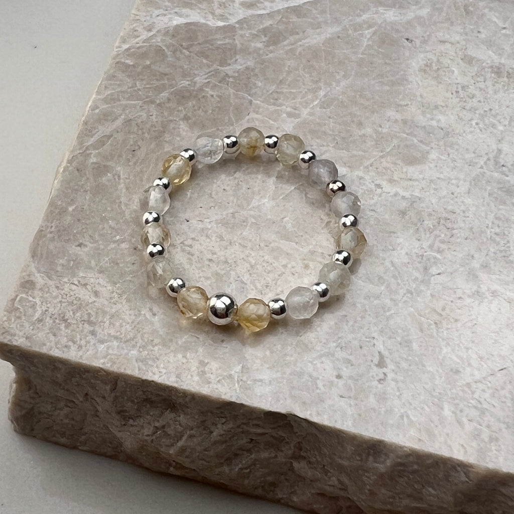 Citrine Stretch Ring | Sterling Silver