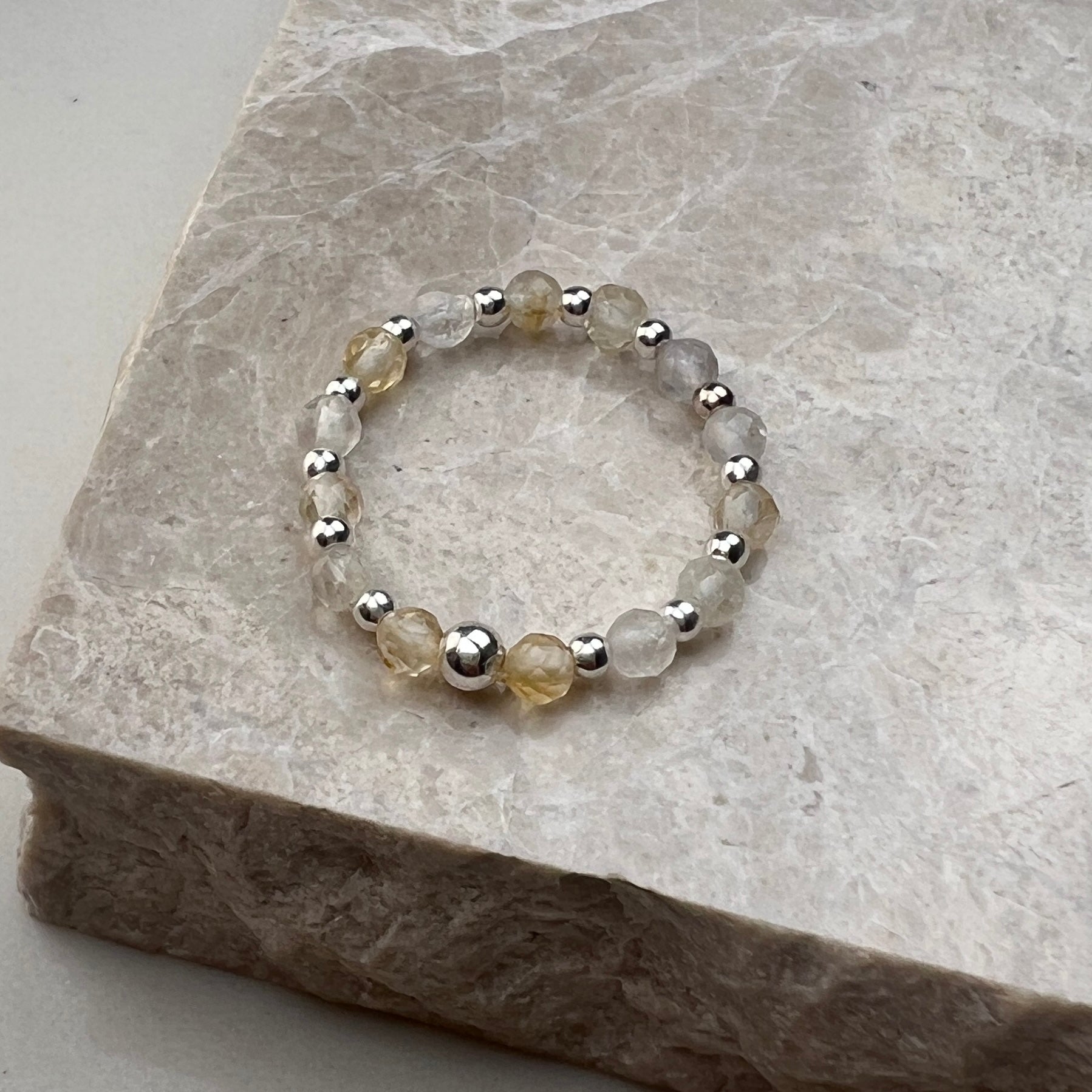 Citrine Stretch Ring | Sterling Silver