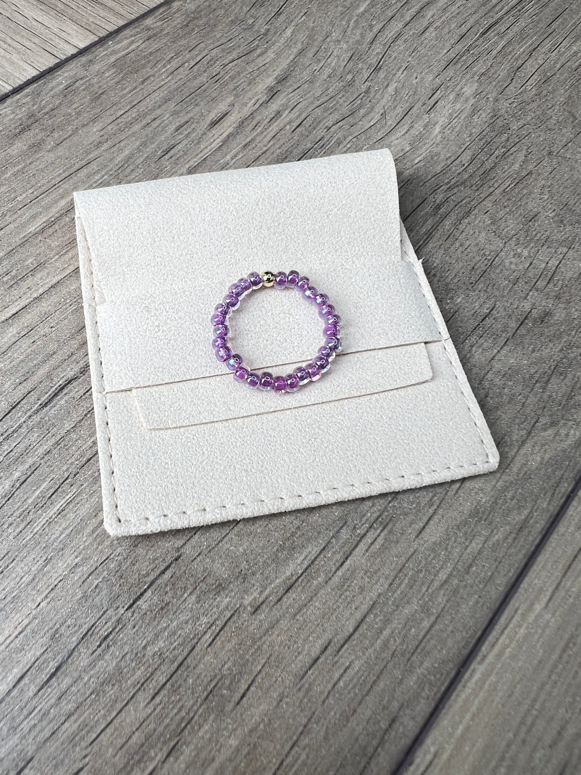 Raspberry-Lined Glass Bead Ring