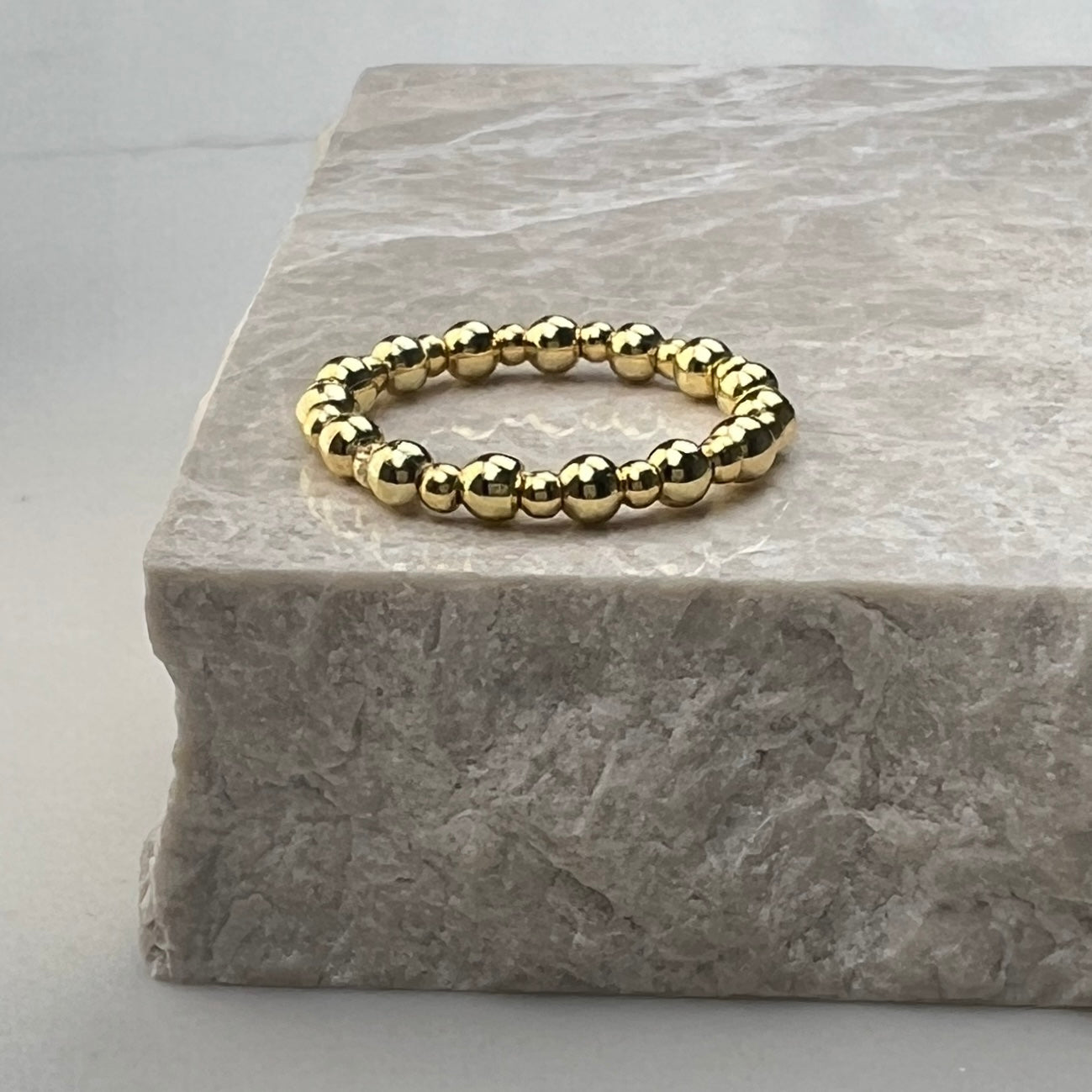 Gold Beaded Stretch Ring