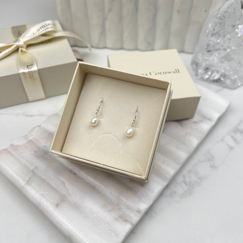 Freshwater Pearl Drop Earrings | Sterling silver