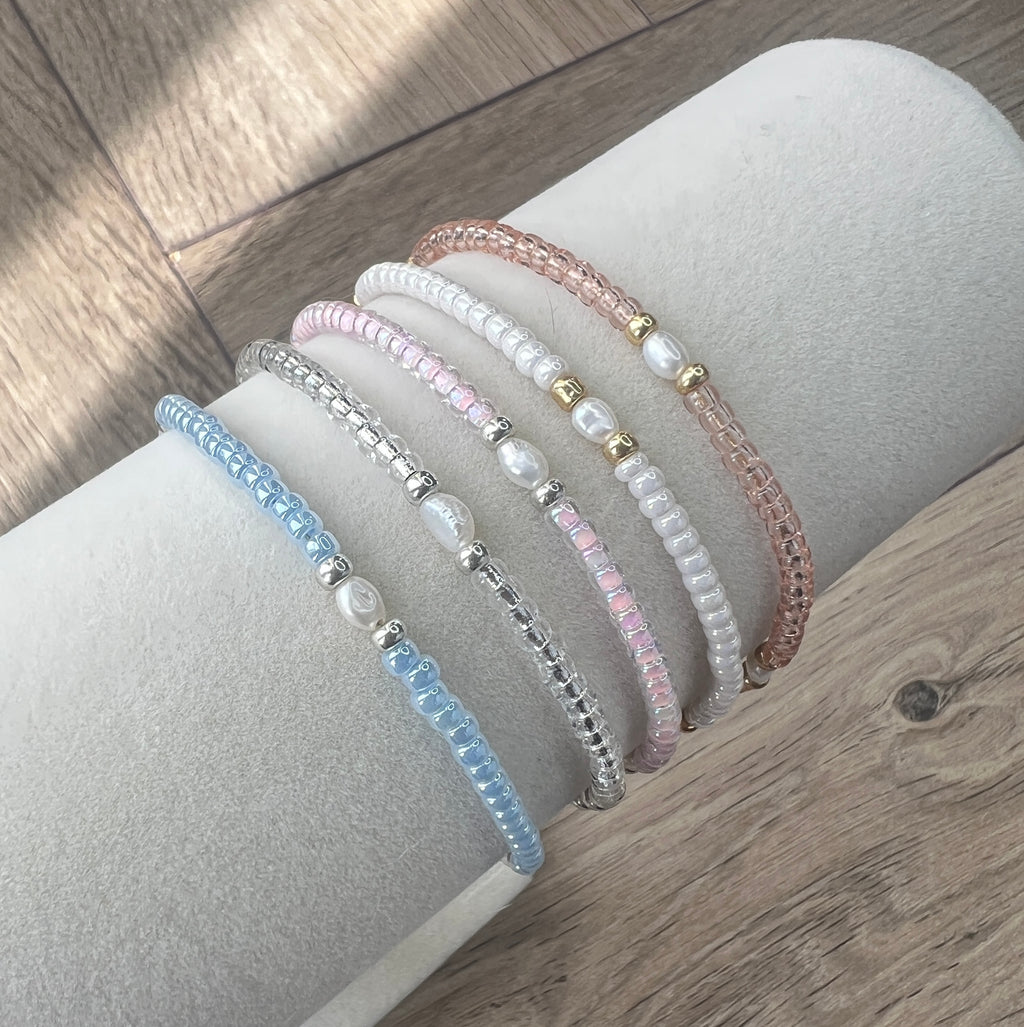 Glass Bead & Freshwater Pearl Bracelet