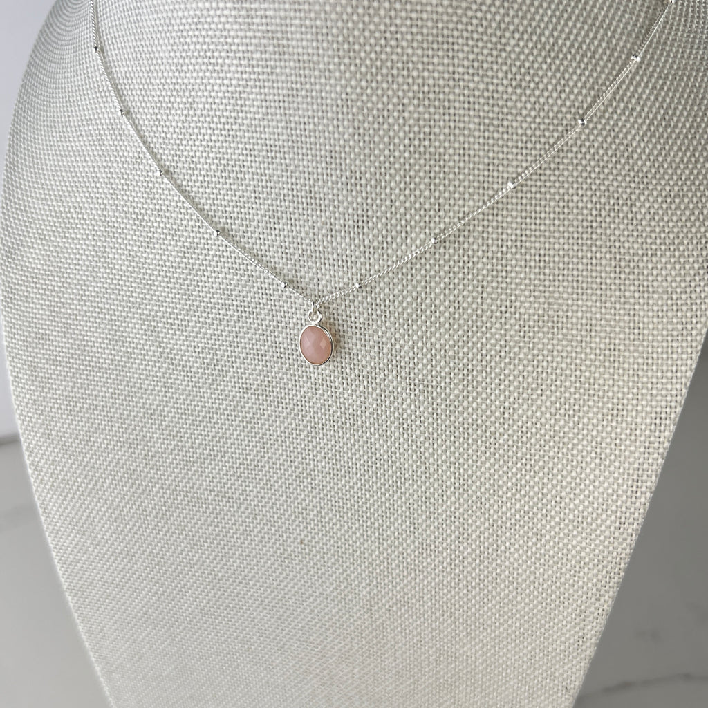 Pink Opal Necklace | Sterling Silver