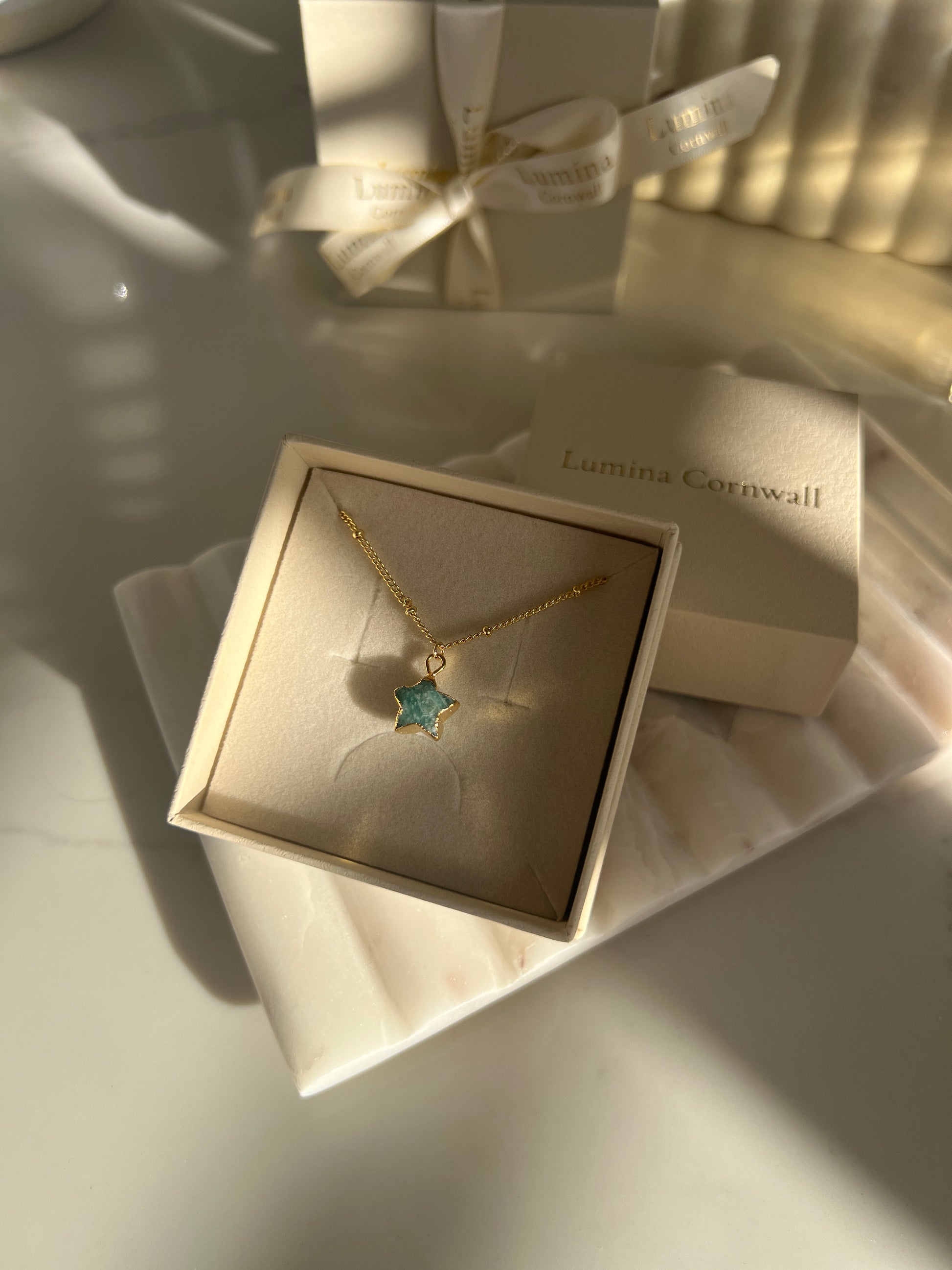 Amazonite Star Necklace | Gold