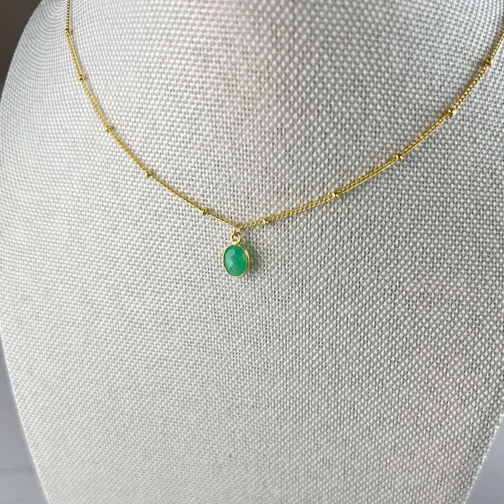 Green Chrysoprase Necklace | Gold