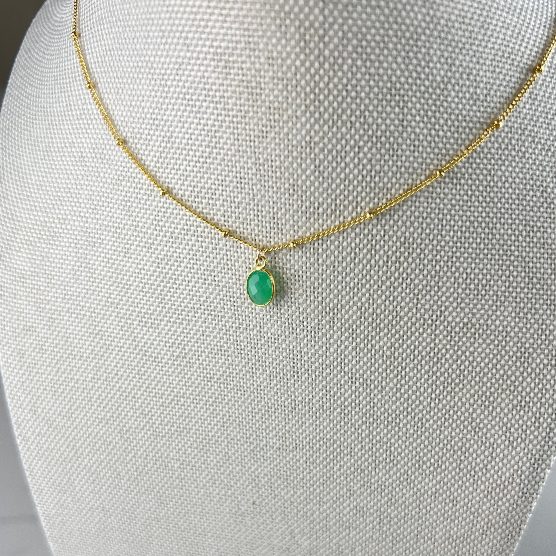Green Chrysoprase Necklace | Gold