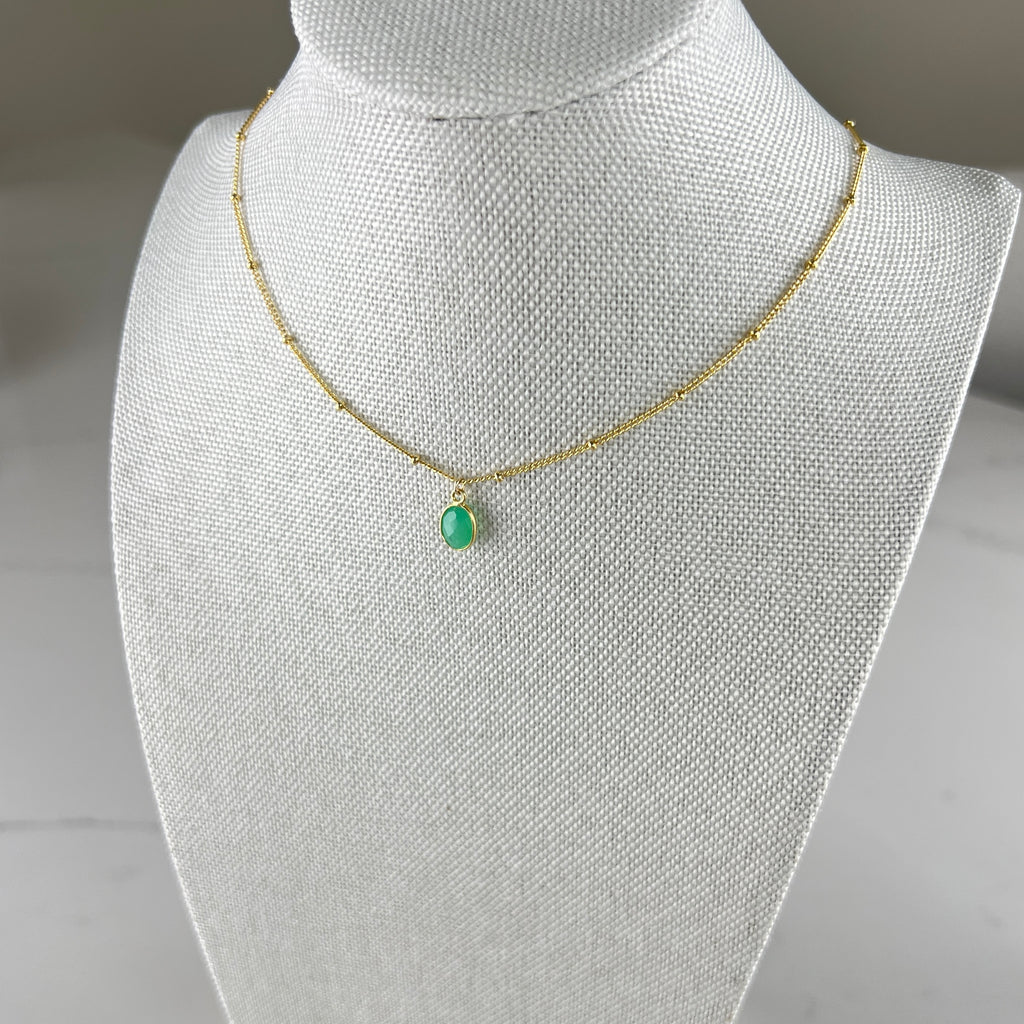 Green Chrysoprase Necklace | Gold